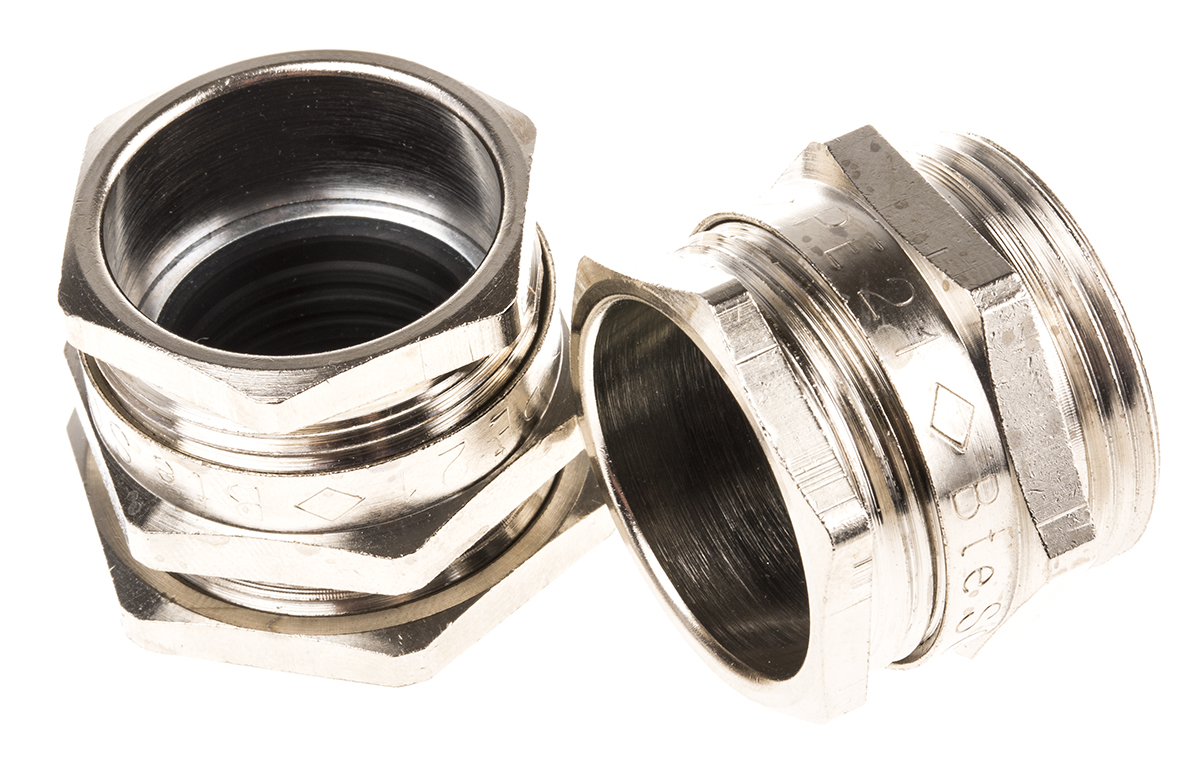 SIB PE Boulay Series Metallic Brass Cable Gland, PG21 Thread, 13 mm min., 19 mm max., IP65
