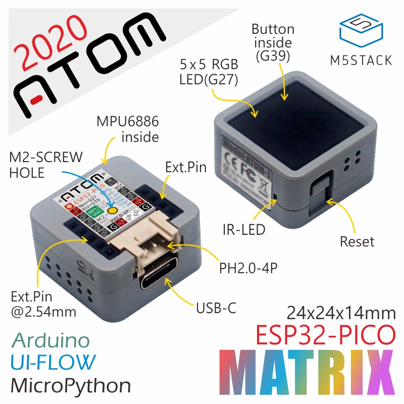c008-b M5Stack ATOM Matrix 32 Bit MCU Development Kit C008-B