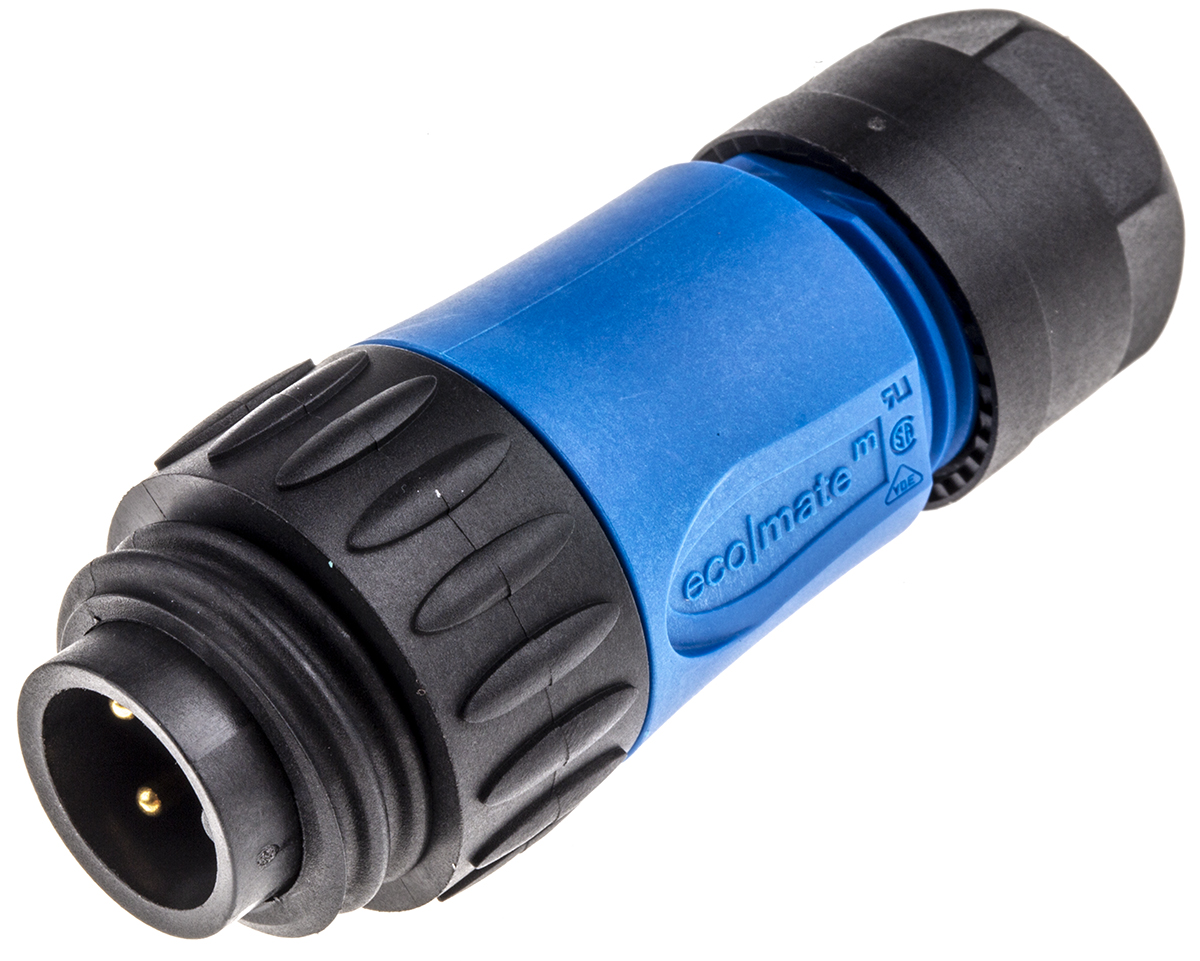 Amphenol Industrial Circular Connector, 3 Contacts, Cable, Standard Connector, Plug, Male, IP67, Ecomate M Series