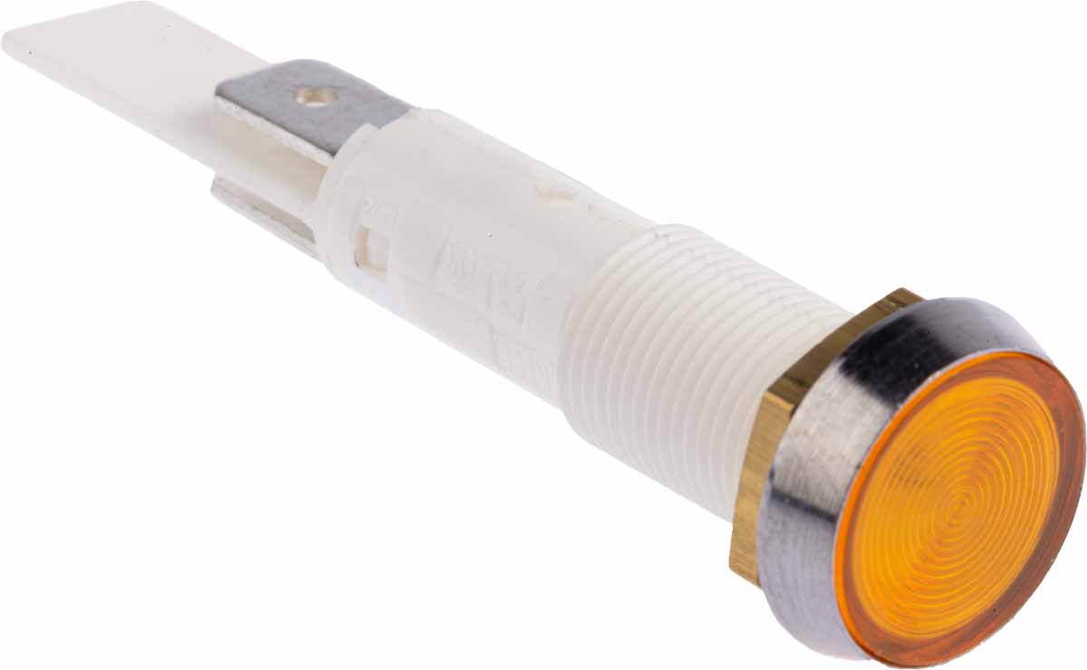 Arcolectric (Bulgin) Ltd 0275 Series Orange Indicator, 24V, 22mA, Solder Tab Termination Panel Mount, IP67, Flush