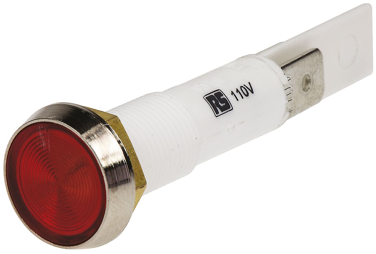 Arcolectric (Bulgin) Ltd 0275 Series Red Panel Mount Indicator, 110V ac, Solder Tab Termination Panel Mount, IP67