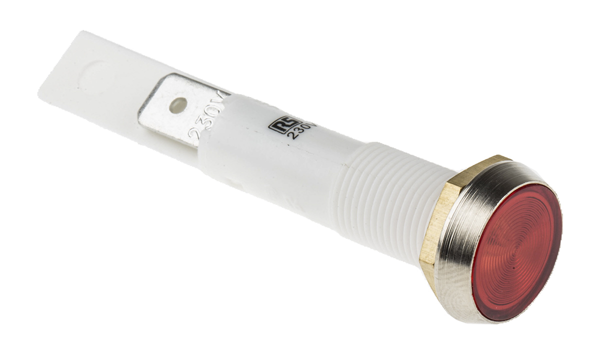Arcolectric (Bulgin) Ltd 0275 Series Red Panel Mount Indicator, 230V ac, Solder Tab Termination Panel Mount, IP67
