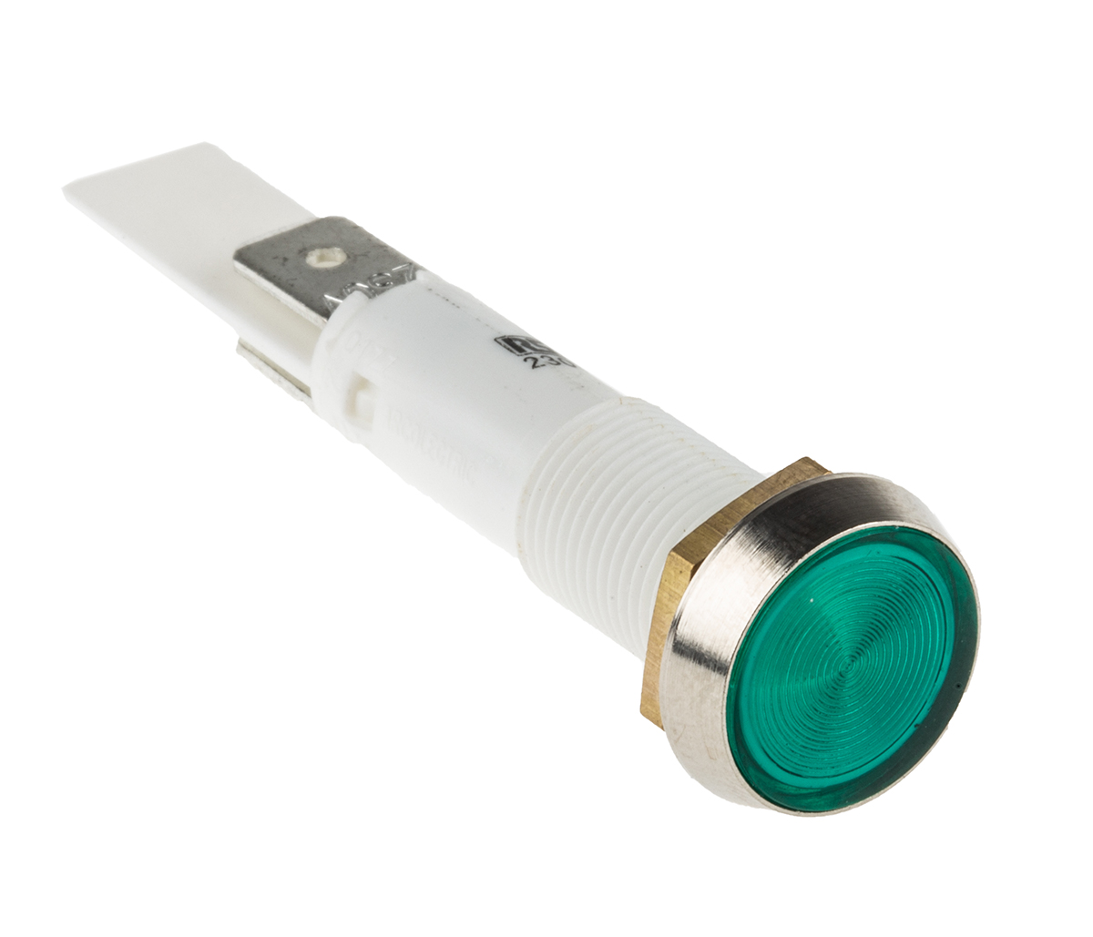 Arcolectric (Bulgin) Ltd 0275 Series Green Panel Mount Indicator, 230V ac, Solder Tab Termination Panel Mount, IP67