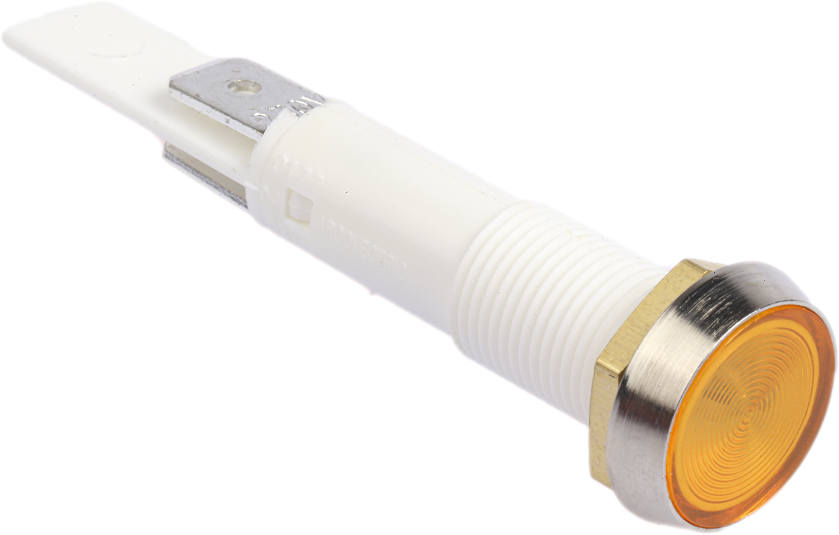 Arcolectric (Bulgin) Ltd 0275 Series Orange Panel Mount Indicator, 230V ac, Solder Tab Termination Panel Mount, IP67,