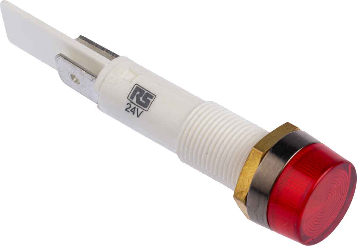 Arcolectric (Bulgin) Ltd 0277 Series Red Panel Mount Indicator, 24V, Solder Tab Termination Panel Mount, IP67