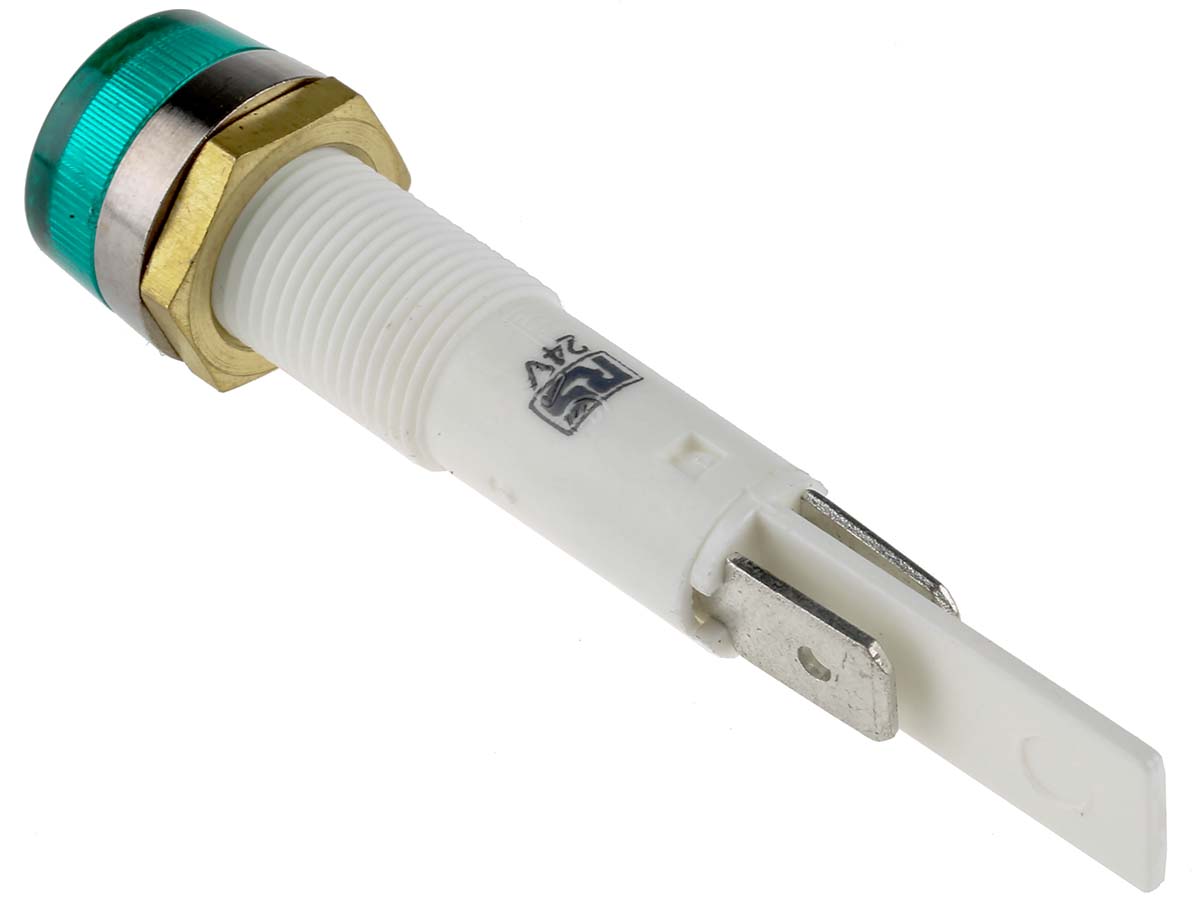 c027700fah Arcolectric (Bulgin) Ltd 0277 Series Green Panel Mount Indicator, 24V, Solder Tab Termination Panel Mount, IP67