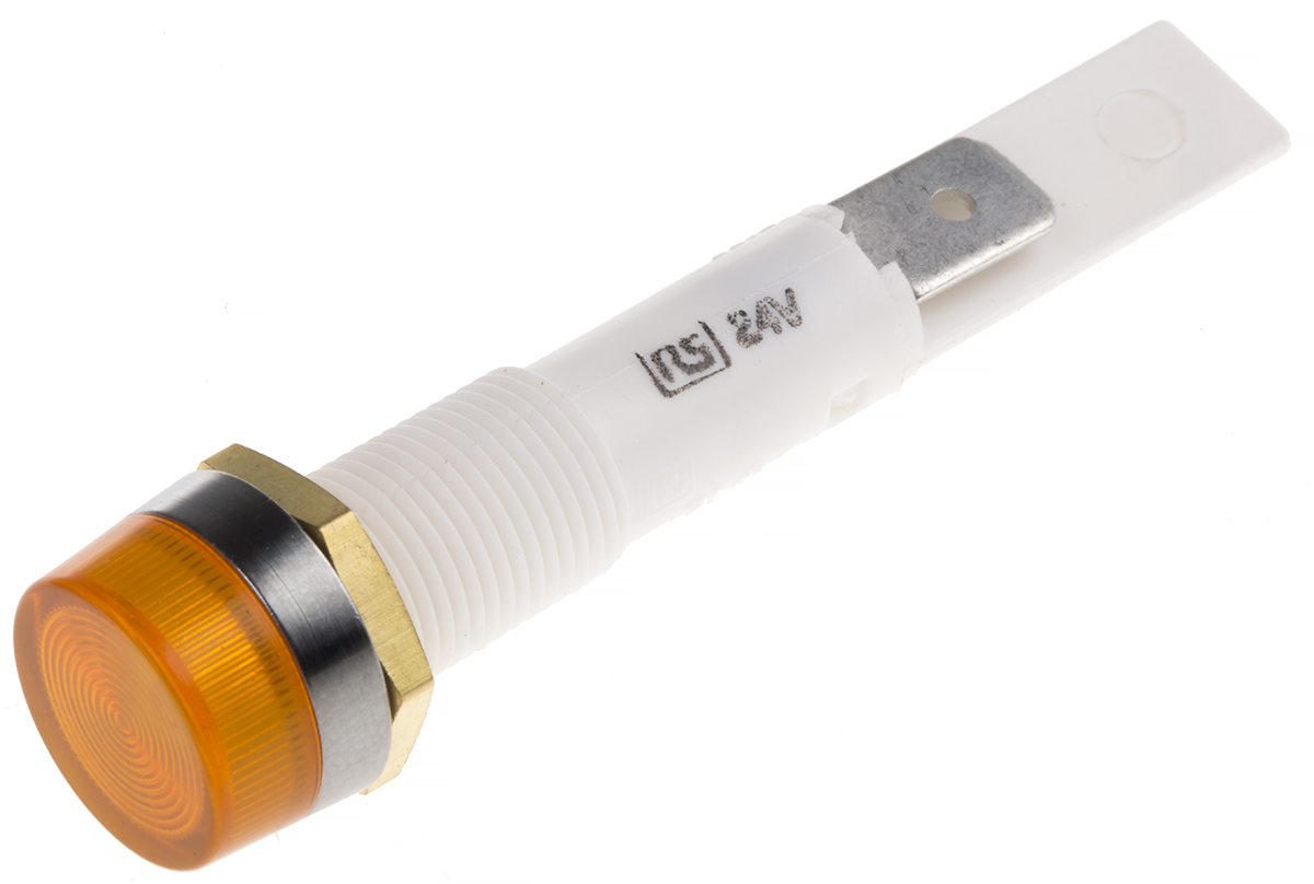 Arcolectric (Bulgin) Ltd 0277 Series Orange Indicator, 24V, 22mA, Solder Tab Termination Panel Mount, IP67, Prominent