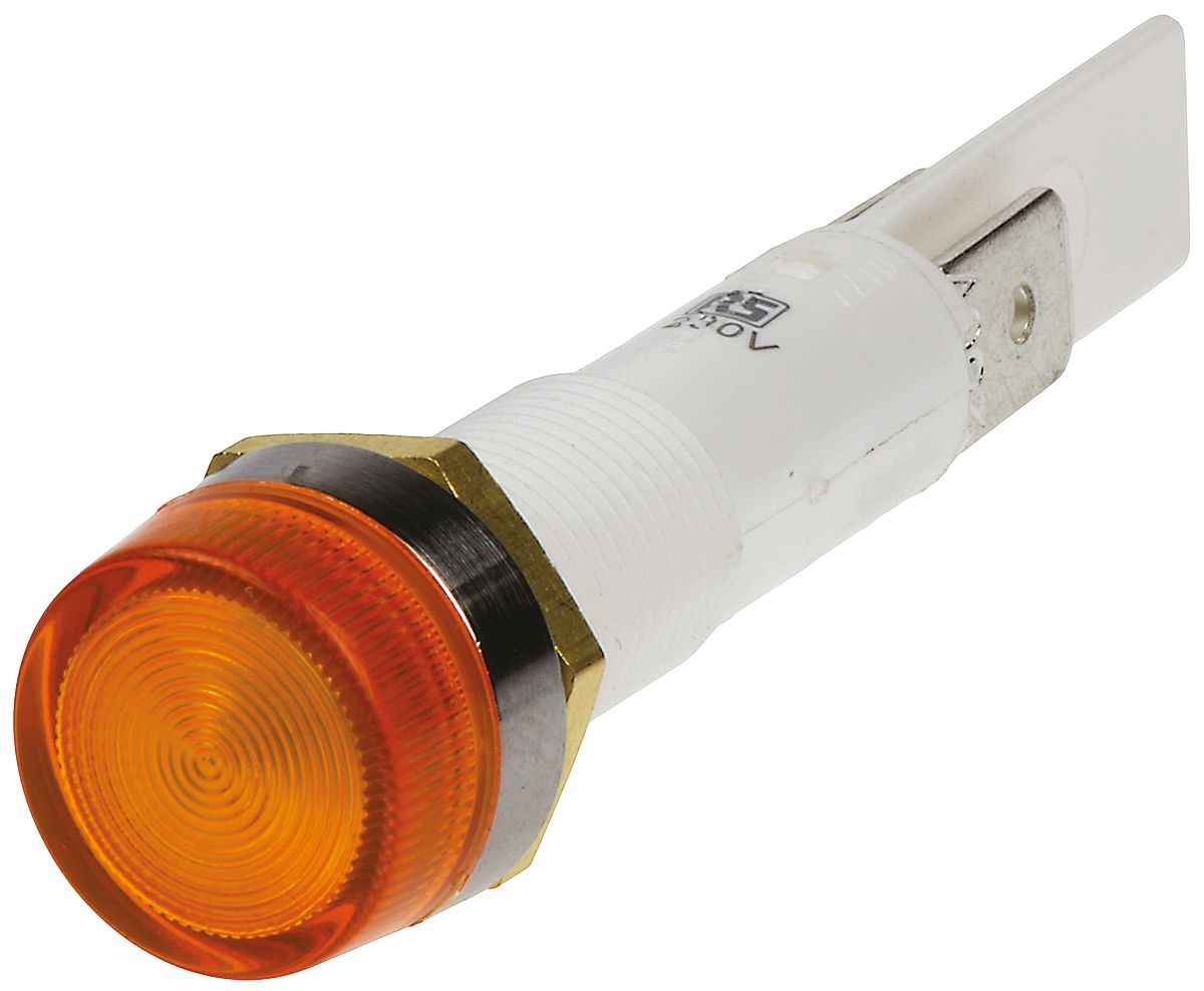 Arcolectric (Bulgin) Ltd 0277 Series Orange Panel Mount Indicator, 230V ac, Solder Tab Termination Panel Mount, IP67,