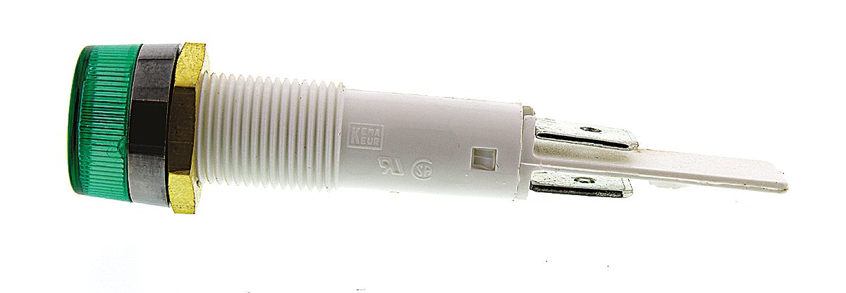c027700nar Arcolectric (Bulgin) Ltd 0277 Series Green Panel Mount Indicator, 230V ac, Solder Tab Termination Panel Mount, IP67