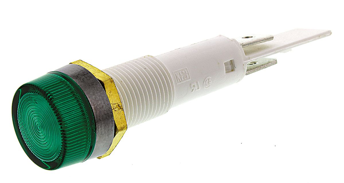 c027700nar Arcolectric (Bulgin) Ltd 0277 Series Green Panel Mount Indicator, 230V ac, Solder Tab Termination Panel Mount, IP67