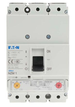 nzmb1-a100 3 100 A MCCB Molded Case Circuit Breaker, Breaking Capacity 25 kA Fixed Mount xEnergy NZM1