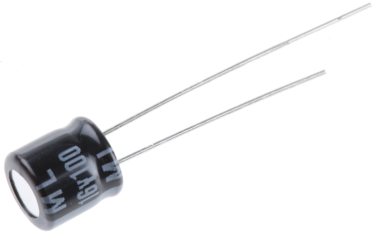Rubycon 100μF Aluminium Electrolytic Capacitor 16V dc, Radial, Through Hole - 16ML100MEFC6.3X7