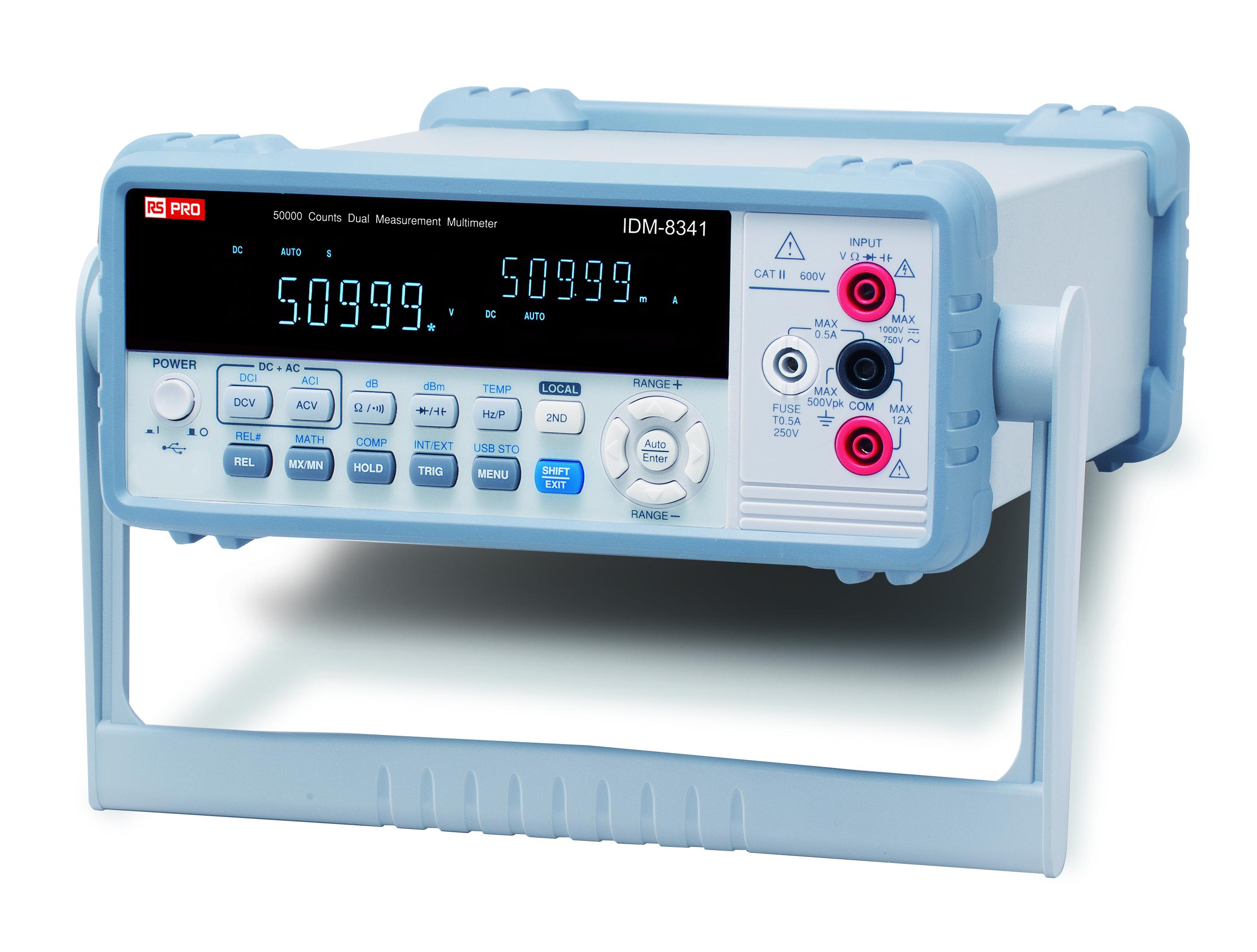 RS PRO IDM8341 Bench Digital Multimeter, True RMS, 10A ac Max, 10A dc Max, 750V ac Max