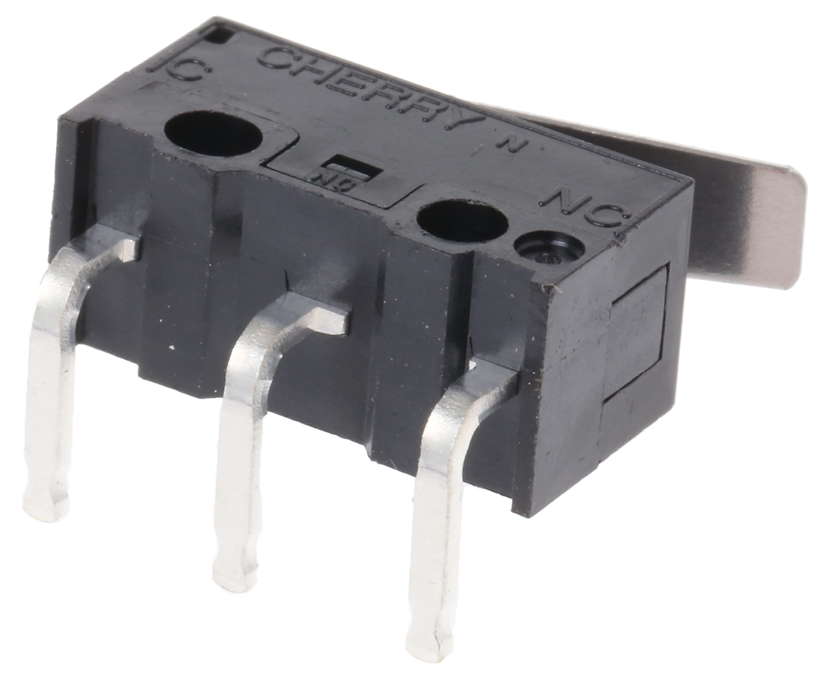 dg13-b2la ZF Hinge Lever Micro Switch, Right Angle PCB Terminal, 3 A @ 125 V ac, SPDT
