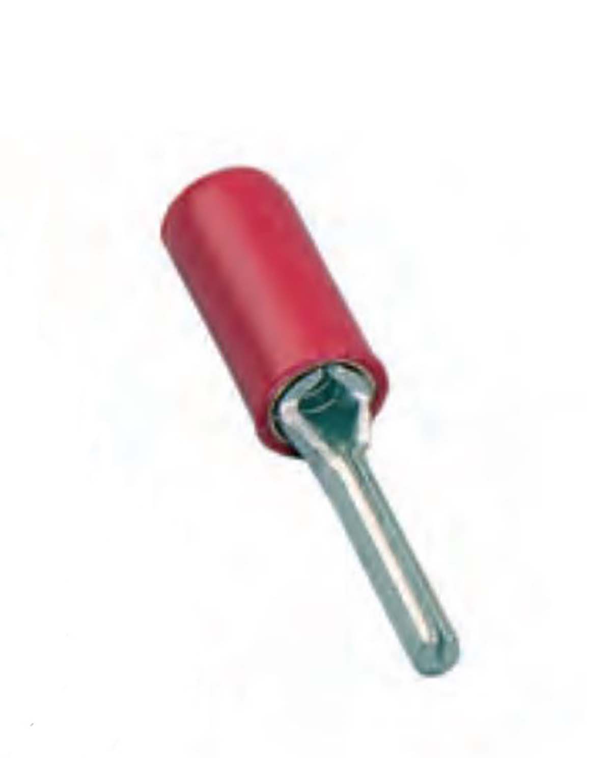 MECATRACTION Insulated, Tin Crimp Pin Connector, 22 AWG to 16 AWG, 3.6 mm Pin Diameter, 22.5 mm Pin Length, Red