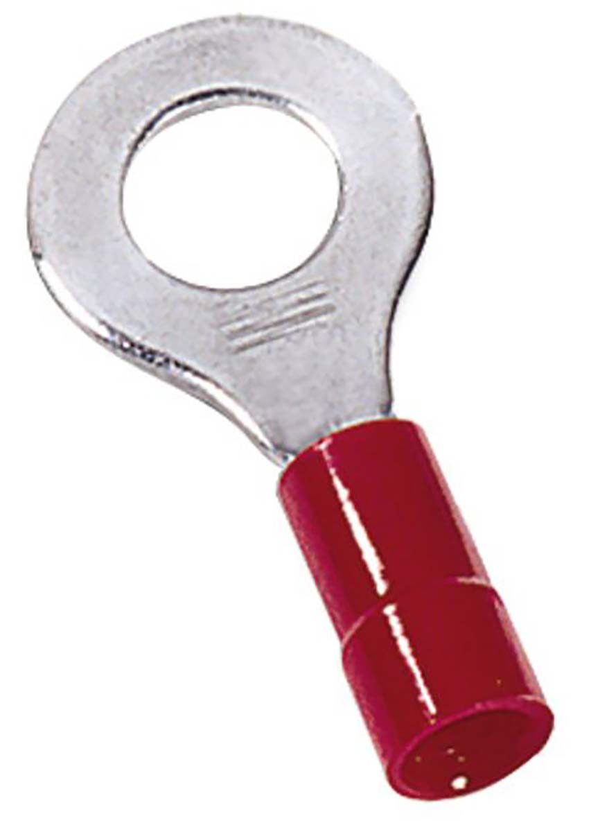 MECATRACTION, N Insulated Ring Terminal, M4 Stud Size 22 AWG 16 AWG Wire Size, Red