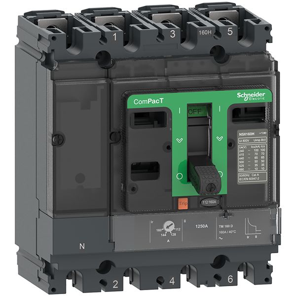 Schneider Electric, ComPact New Generation, ComPacT NSX Molded Case Circuit Breaker 4-Pole 16A, Fixed