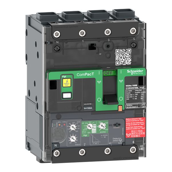 Schneider Electric, ComPact New Generation, Compact NSXm Molded Case Circuit Breaker 4-Pole 50A, Fixed