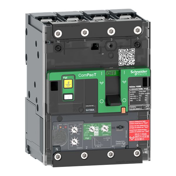 Schneider Electric, ComPact New Generation, Compact NSXm Molded Case Circuit Breaker 4-Pole 25A, Fixed