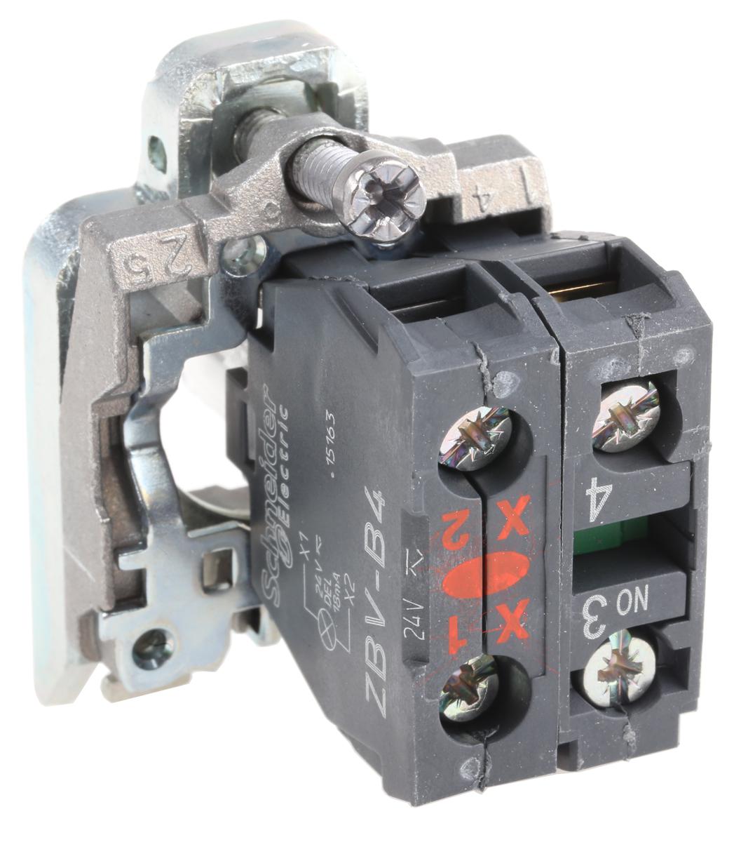 zb4bw0b41 Schneider Electric XB4 Contact & Light Block 1NO LED Red 24 V ac/dc Screw terminal
