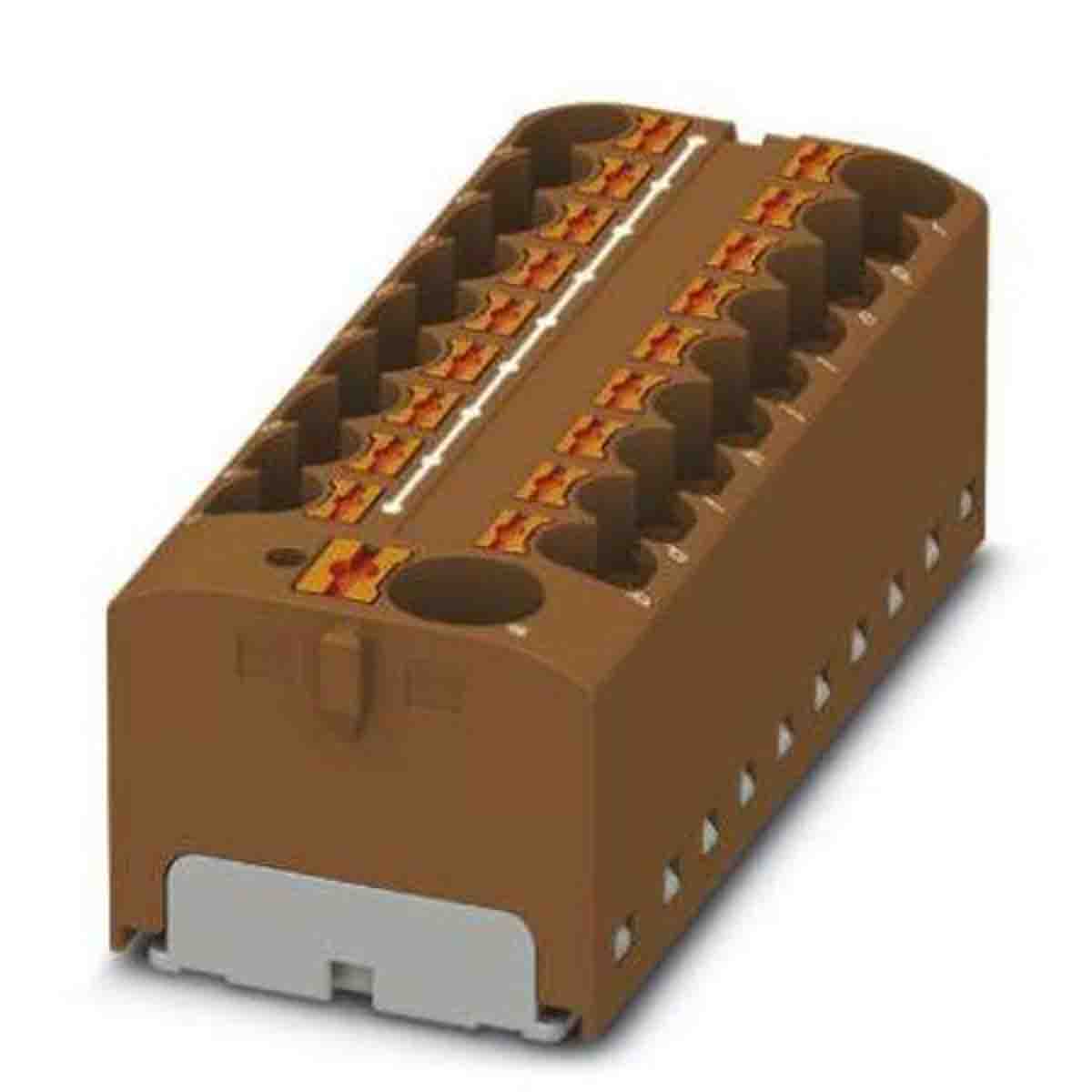 Phoenix Contact Distribution Block, 19 Way, 6mm², 32A, 450 V, Brown