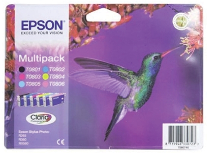 Epson T0807 Black, Cyan, Light Magenta, Magenta, Yellow Ink Cartridge