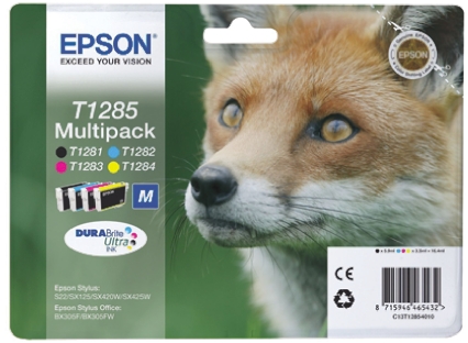 Epson T1285 Black, Cyan, Magenta, Yellow Ink Cartridge