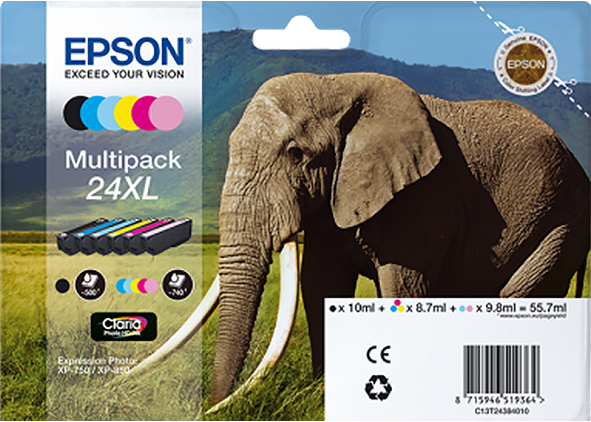 Epson 24XL Yellow, Magenta, Light Magenta, Cyan, Black Ink Cartridge