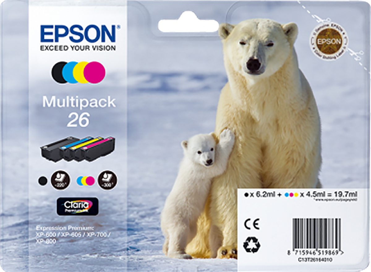 Epson 26 Black, Cyan, Magenta, Yellow Ink Cartridge