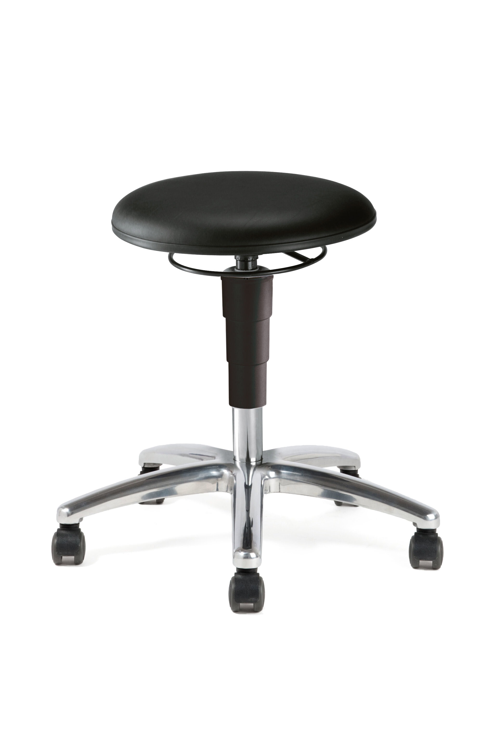 Treston Black Leather Stool, 120 kg Weight Capacity