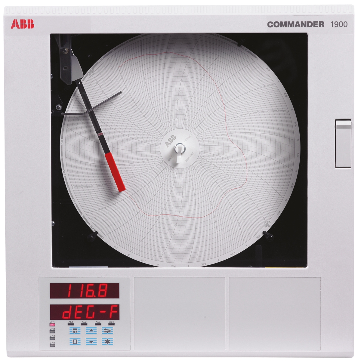 ABB C1911 1-Channel Circular Chart Recorder Current, Millivolt, Resistance, Temperature, Voltage