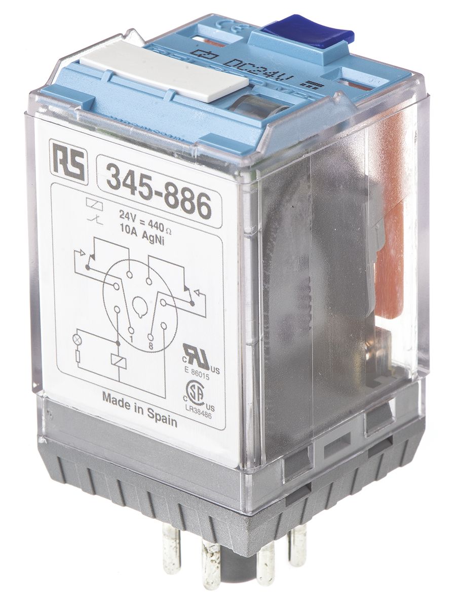 Releco Power Relay, 24V dc Coil, 10A Switching Current, DPDT
