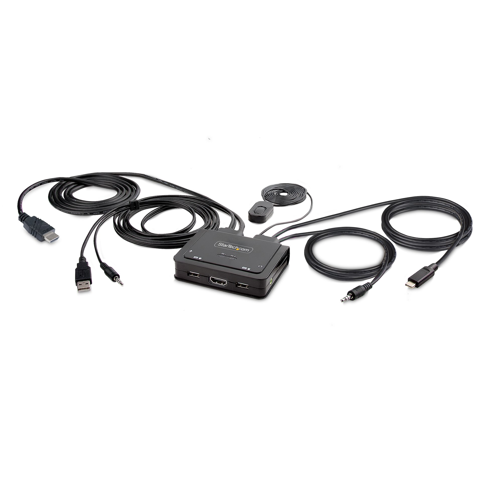 StarTech.com 2 Port 1 Displays USB HDMI, USB C KVM Switch 3.5 mm Stereo 5120 x 1440 Maximum Resolution