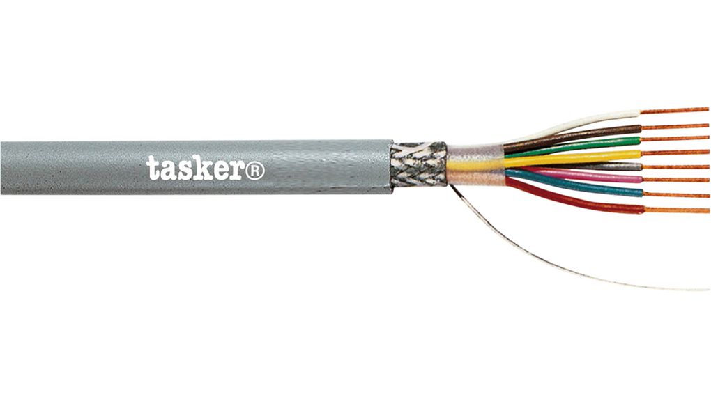 Tasker Multi-Core Industrial Cable, 0.25 mm², 100 m, Grey Sheath Polyvinyl Chloride