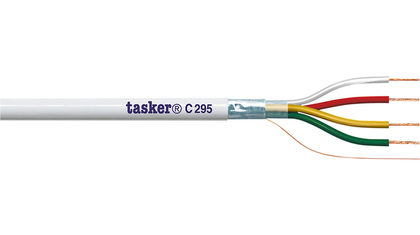 Tasker Multi-Core Industrial Cable, 2 Pairs, 0.22 mm², 100 m, White Sheath Polyvinyl Chloride