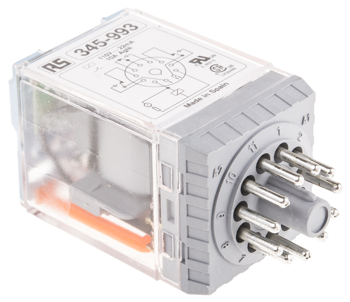 Releco Power Relay, 115V ac Coil, 10A Switching Current, 3PDT