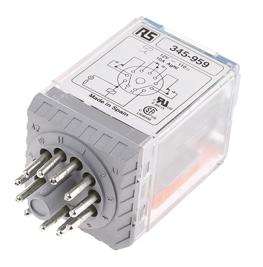 Releco PCB Power Relay, 12V dc Coil, 10A Switching Current, 3PDT