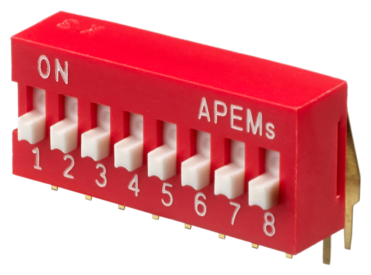 APEM 8 Way Through Hole DIP Switch SPST, Raised Actuator