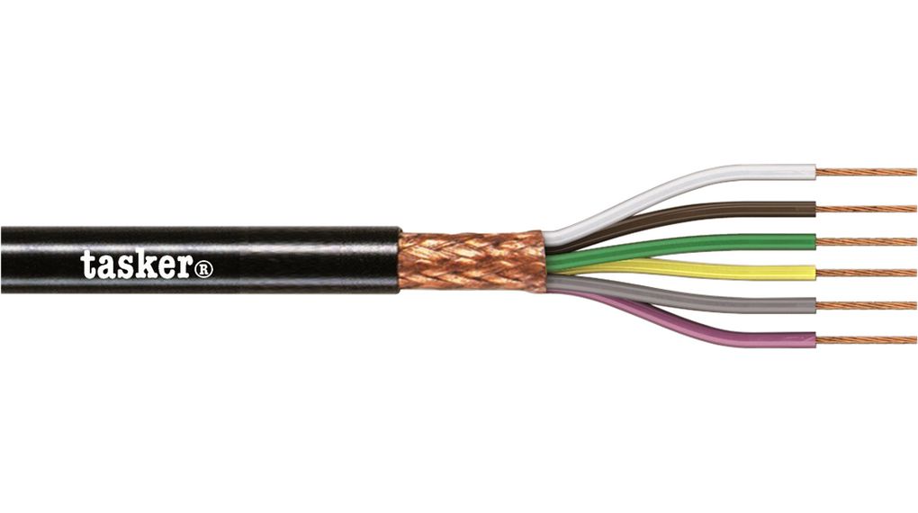 Tasker Multi-Core Industrial Cable, 0.5 mm², 100 m, Black Sheath Polyvinyl Chloride