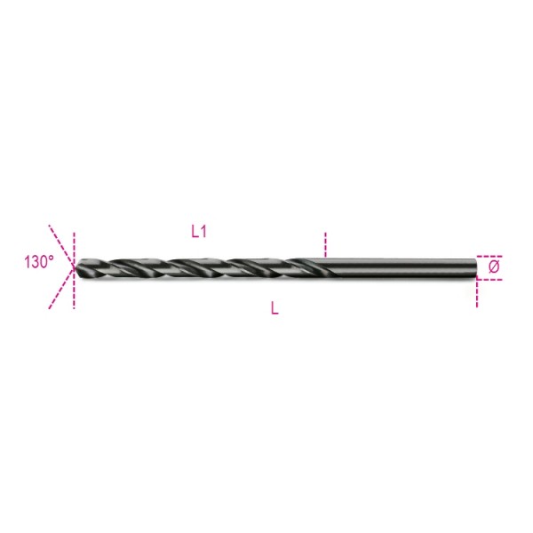 BETA 412 Long Series HSS Twist Drill Bit for Metal, 2.5mm Diameter, 95 mm Overall