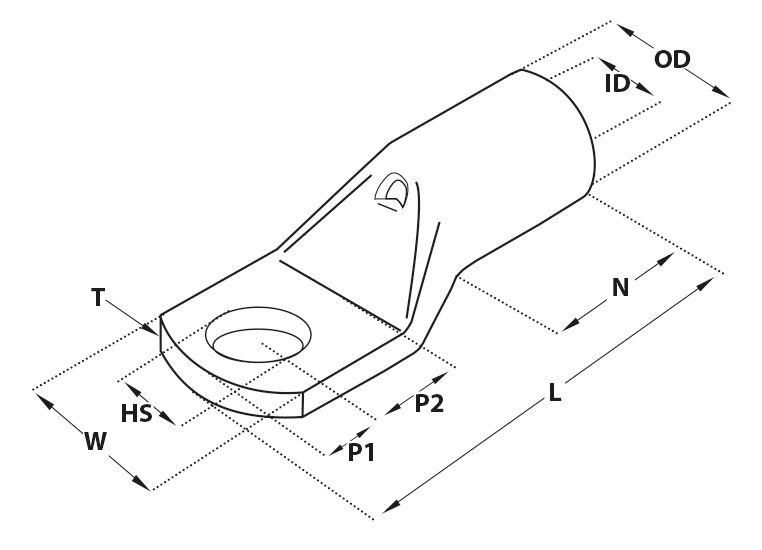 16-10 NEMIQ, KRF Uninsulated Crimp Terminal, M10 Stud Size, Metal
