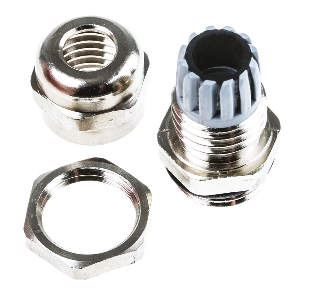 c5007000r SIB SIB-TEC Series Metallic Nickel Plated Brass Cable Gland, PG7 Thread, 2.5 mm min., 6.5 mm max., IP68