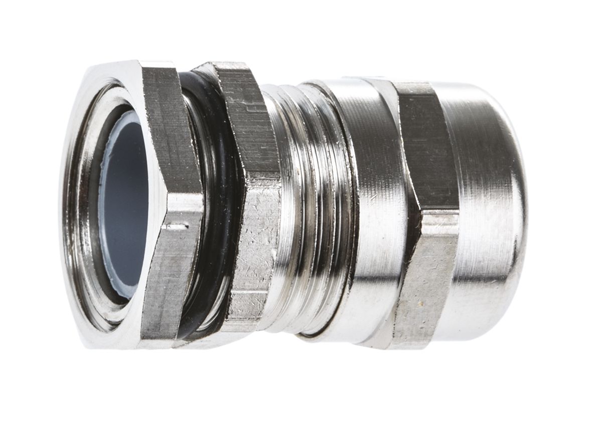 SIB SIB-TEC Series Metallic Nickel Plated Brass Cable Gland, PG11 Thread, 6 mm min., 11.5 mm max., IP68