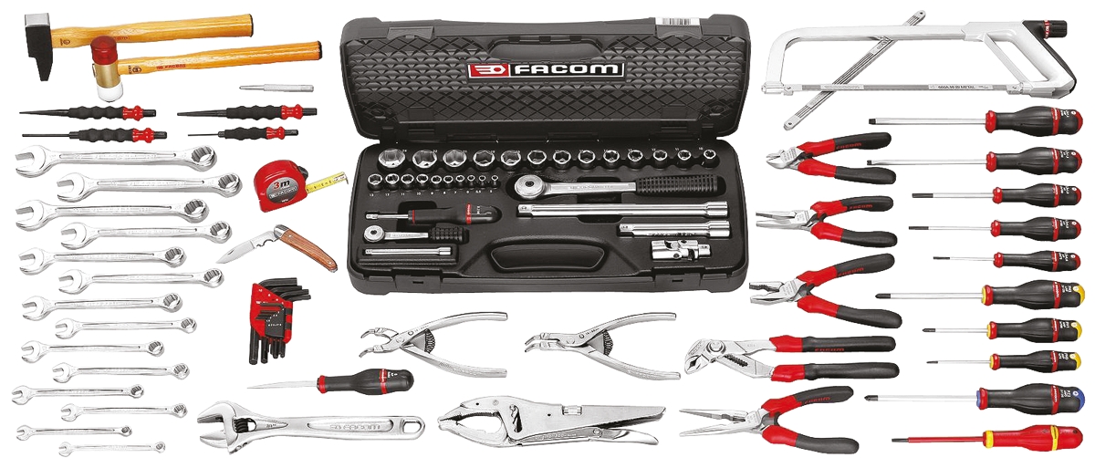 Facom 122 Piece Mechanical Tool Kit with Portable Tool Chest, Yes