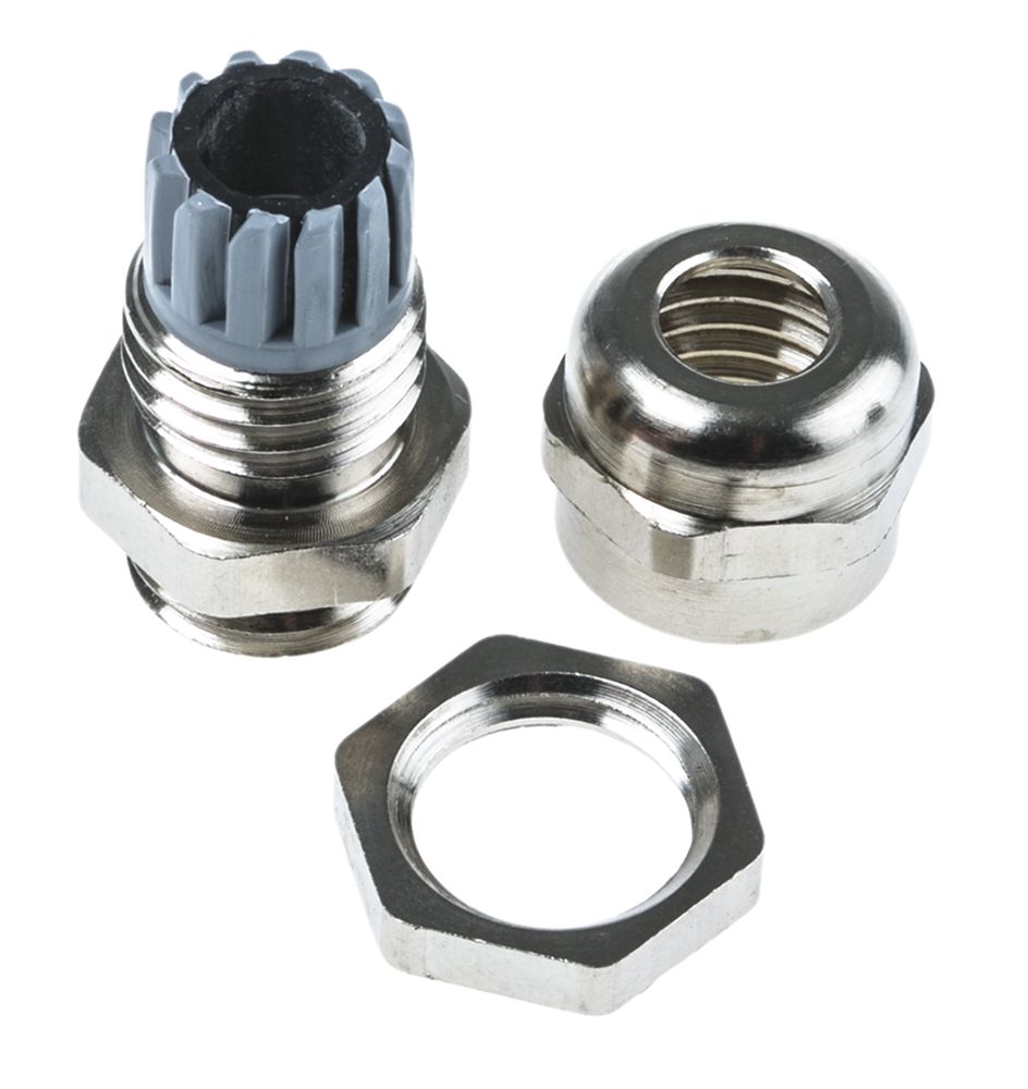 c5212000r SIB SIB-TEC Series Metallic Nickel Plated Brass Cable Gland, M12 Thread, 2.5 mm min., 6.5 mm max., IP68