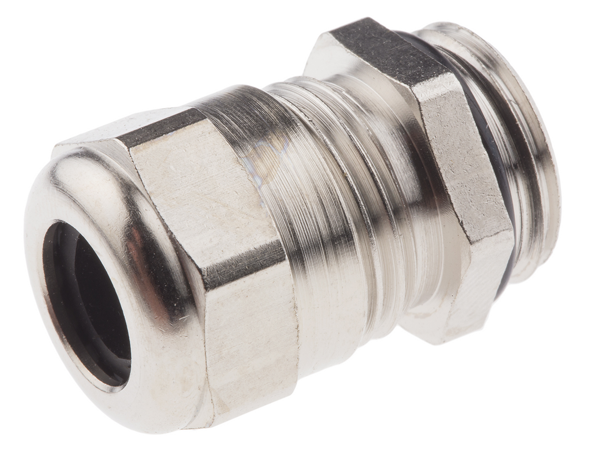 SIB SIB-TEC Series Metallic Nickel Plated Brass Cable Gland, M16 Thread, 4 mm min., 9.5 mm max., IP68