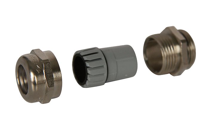 SIB SIB-TEC Series Silver Stainless Steel Cable Gland, M50 Thread, 22 mm min., 35 mm max., IP68