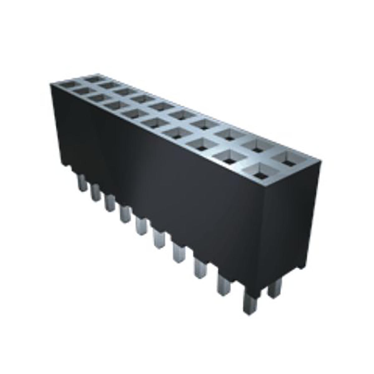 Samtec SQT Series Right Angle Through Hole Mount PCB Socket, 50-Contact, 2-Row, 2mm Pitch, Solder Termination