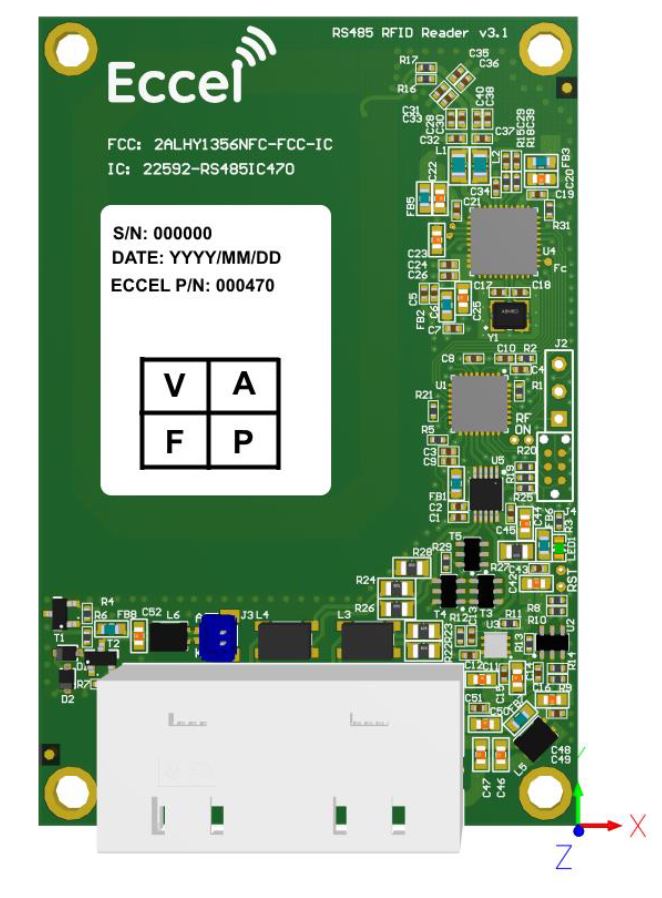 Eccel Technology Ltd RS485 Reader FCC-IC approved RF Transmitter Module 13.56MHz, 5V dc