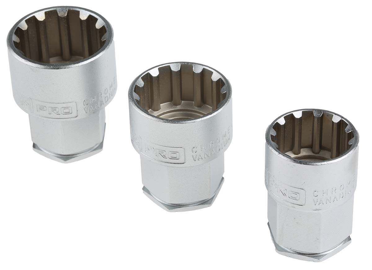 144-7958 RS PRO 50-Piece 1/2 in; 1/4 in; 3/8 in Standard Socket/Bit Set with Ratchet